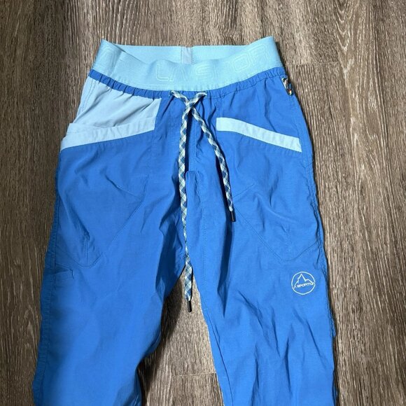 La Sportiva Mantra Pants Womens Large Blue Climbing Hiking Pull On Jogger - Picture 2 of 6